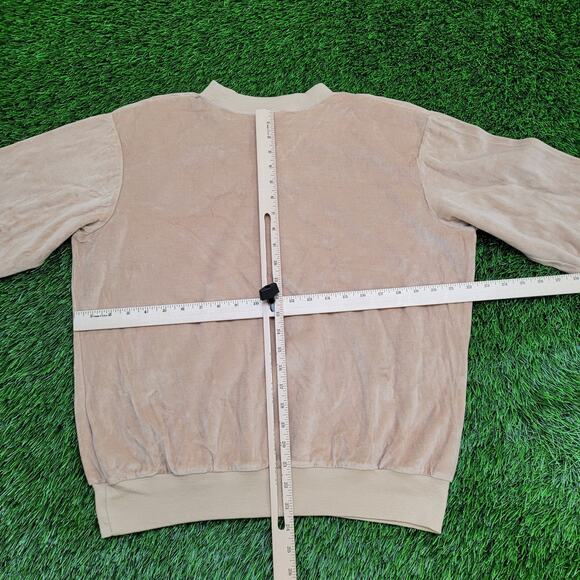 Vintage 80s MOD Velour Sweater Womens XL 22x24 Beige - Picture 6 of 10